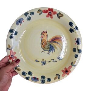 Vintage 1980's Gibson Designs Salad hand painted Chicken Floral Plate Colors